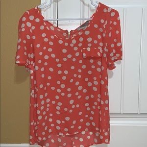 salmon pink and white polka dot Forever 21 top